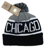 Chicago Bulls Beanie 47 Brand Calgary Pom Top Cuff Knit Ski Cap Hat Grey Black - THE 4TH QUARTER