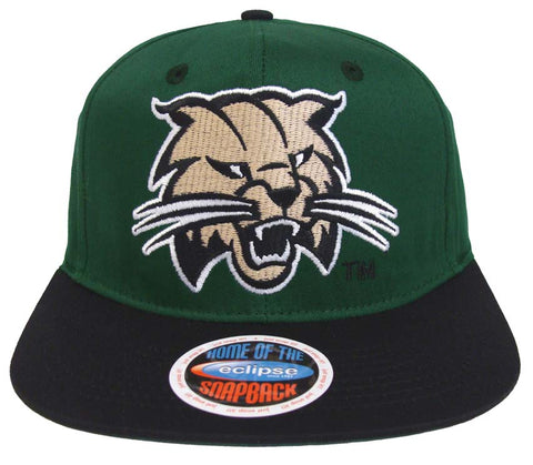 Ohio Bobcats Eclipse Logo Snapback Green Black Cap Hat