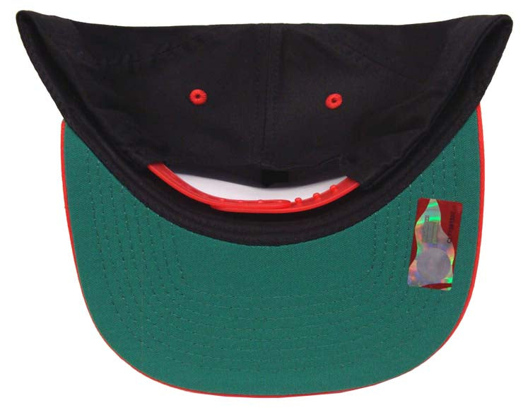 South Dakota University Coyotes Retro Script Snapback Cap Hat Black Red - THE 4TH QUARTER