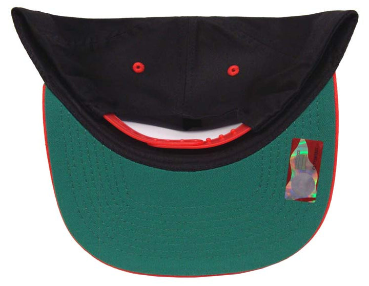 South Dakota University Coyotes Retro Script Snapback Cap Hat Black Red - THE 4TH QUARTER