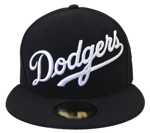 Los Angeles Dodgers Fitted New Era 59FIFTY Wordmark Black Cap Hat - THE 4TH QUARTER