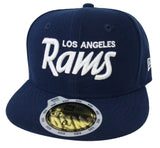 Los Angeles Rams Fitted Kids New Era 59FIFTY Script Cap Hat Navy