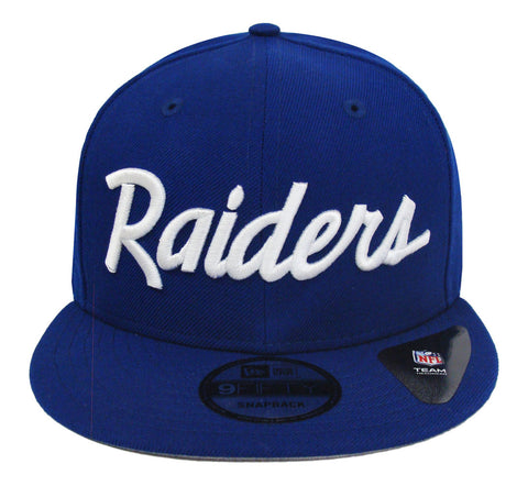 Oakland Raiders Snapback New Era White Script Royal Blue Hat Cap - THE 4TH QUARTER