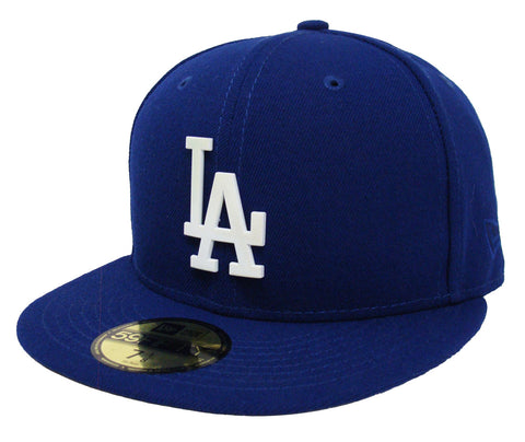 Los Angeles Dodgers Fitted New Era 59Fifty Pearl Logo Badge Blue Cap Hat