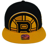 Boston Bruins Snapback Retro 47 Blackout Cap Hat 2 Tone Black Yellow