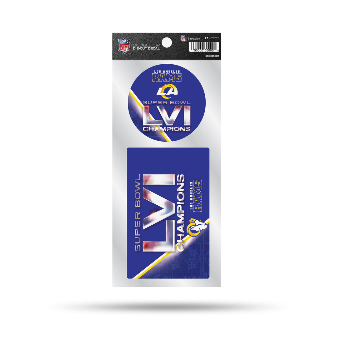 Los Angeles Rams Super Bowl LVI Champions Double Up Die Cut Sticker - THE 4TH QUARTER