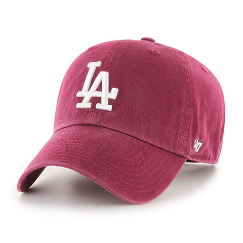 Los Angeles Dodgers Strapback '47 Brand Clean Up Adjustable Cap Hat Cardinal Red WL