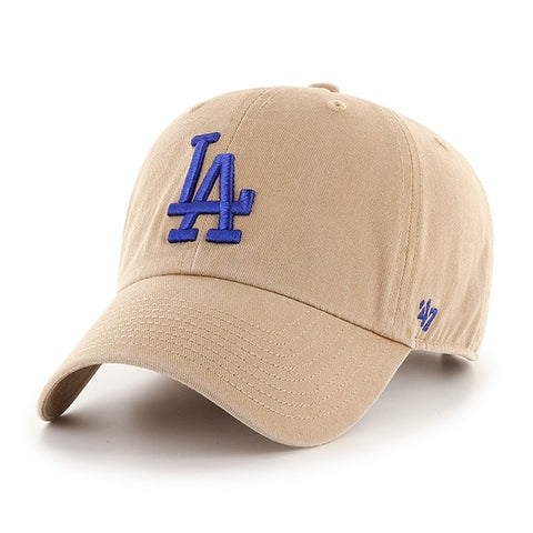 Los Angeles Dodgers Strapback '47 Brand  Blue logo Khaki Clean Up Adjustable Cap Hat
