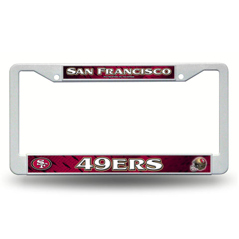 San Francisco 49ers White Plastic License Plate Frame