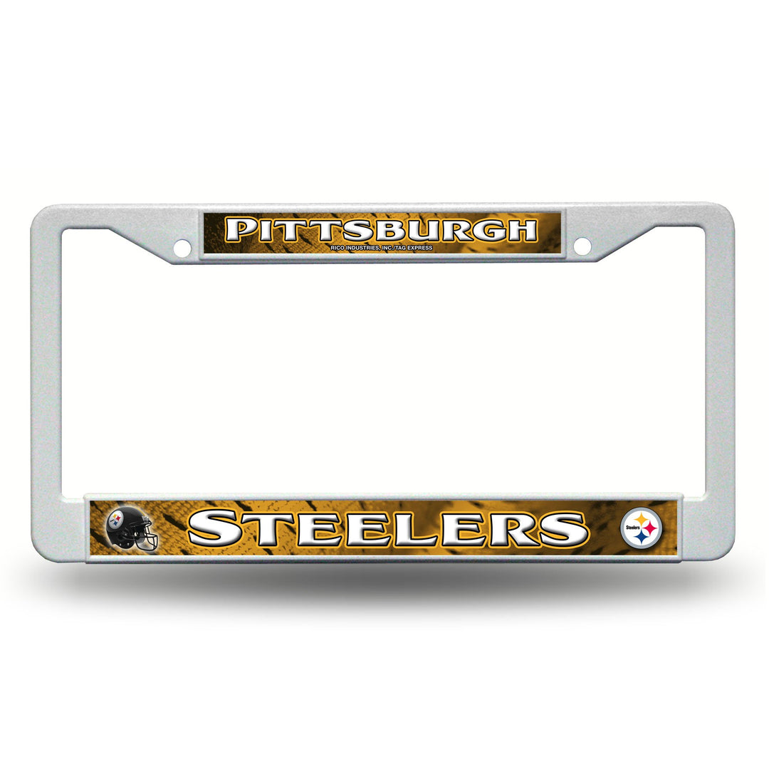 Pittsburgh Steelers White Plastic License Plate Frame - THE 4TH QUARTER