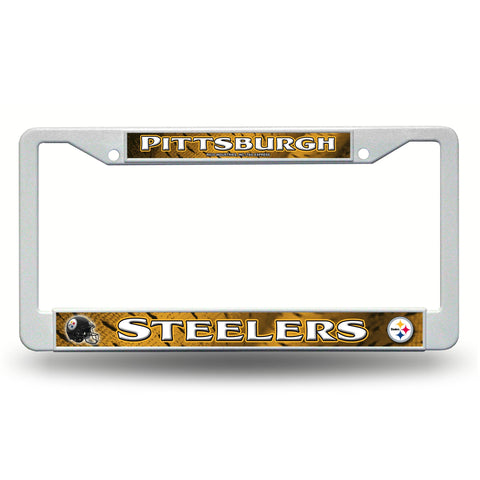 Pittsburgh Steelers White Plastic License Plate Frame