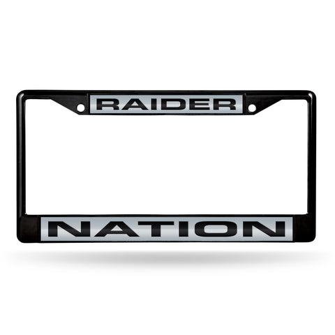 Raiders Chrome Raiders Nation Auto Licensed Plate Frame Laser Black