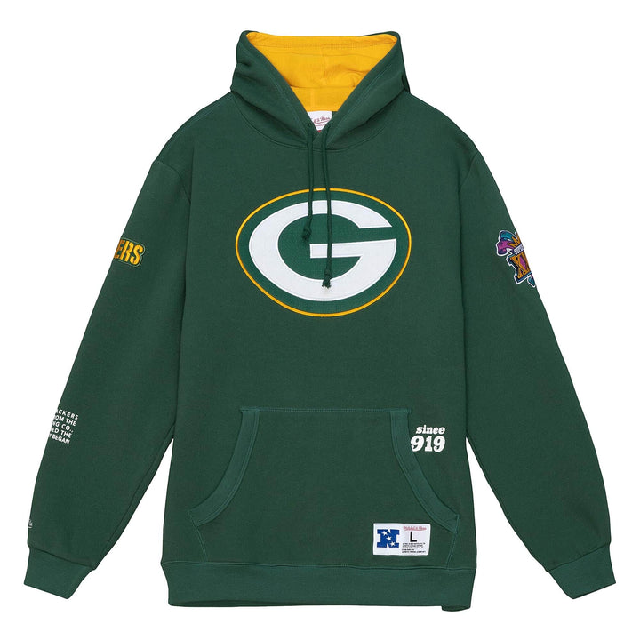 Green Bay Packers Mens Mitchell &amp; Ness Origins Fleece Hoodie Green - THE 4TH QUARTER