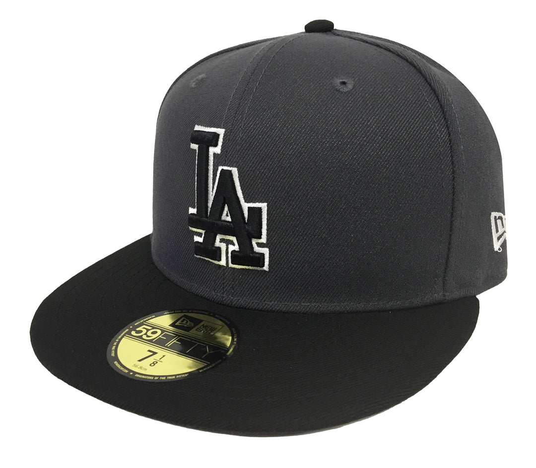 Los Angeles Dodgers Fitted New Era 59FIFTY Charcoal Black Cap Hat - THE 4TH QUARTER
