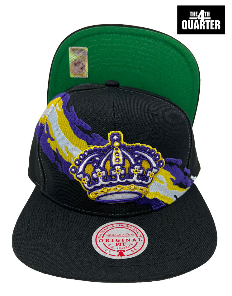 Los Angeles Kings Snapback Mitchell & Ness Vintage Paintbrush Cap Hat Black - THE 4TH QUARTER