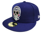 Dodgers Fitted New Era 59FIFTY Day of the Dead Sugar Skull Blue Cap Hat GREY UV