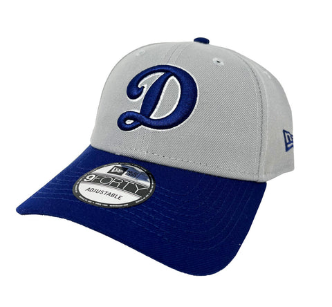 Los Angeles Dodgers Velcro Adjustable New Era 9Forty The League D Logo Cap Hat Grey/Blue