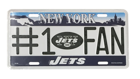 New York Jets Auto #1 Fan License Metal Plate