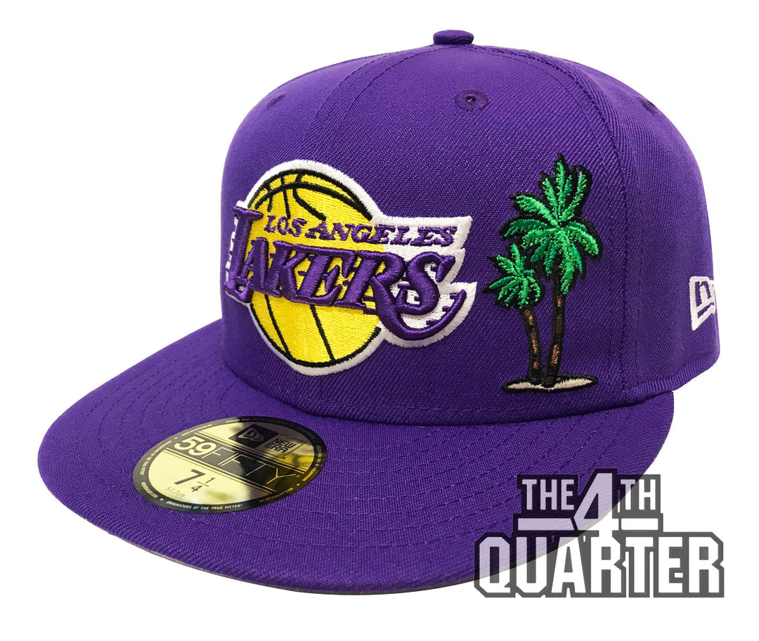 Los Angeles Lakers Fitted New Era 59Fifty Purple Palm &amp; Taco Cap Hat GREY UV - THE 4TH QUARTER