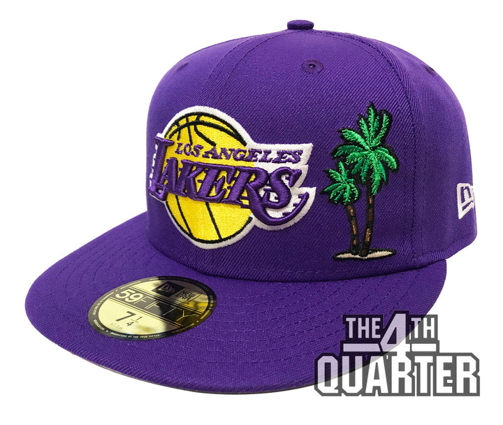Los Angeles Lakers Fitted New Era 59Fifty Purple Palm &amp; Taco Cap Hat GREY UV - THE 4TH QUARTER