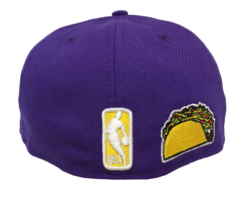 Los Angeles Lakers Fitted New Era 59Fifty Purple Palm Taco Cap Hat GREY UV THE 4TH QUARTER