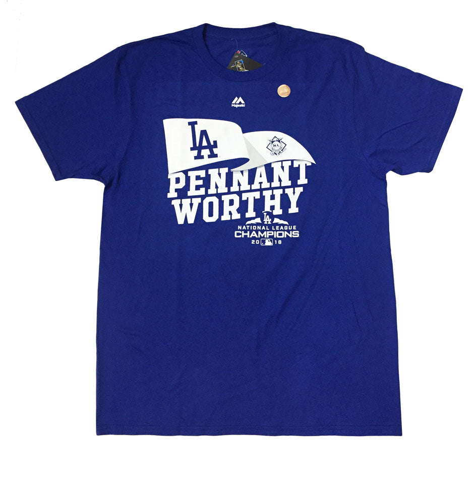 Los Angeles Dodgers Mens T-Shirt Majestic Pennant Worthy Bullpen Roster - THE 4TH QUARTER