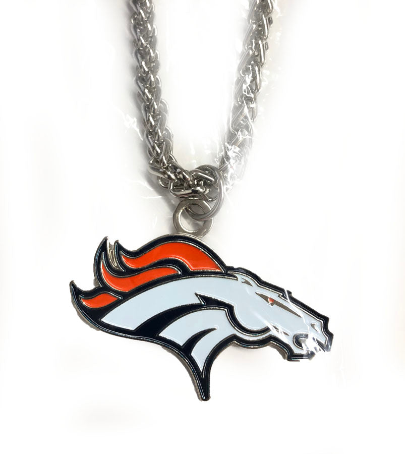 Denver Broncos 15 Inch Metal Pendant Necklace - THE 4TH QUARTER