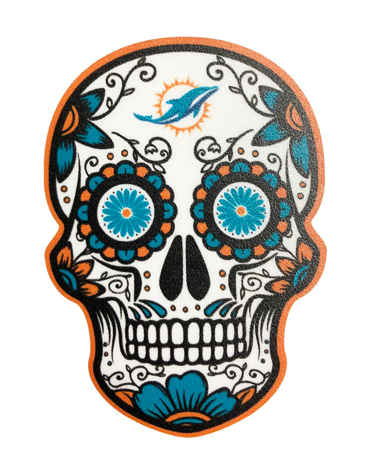 Miami Dolphins Decal Skull Logo 2.5" X 3.5" Small Sticker - THE 4TH QUARTER