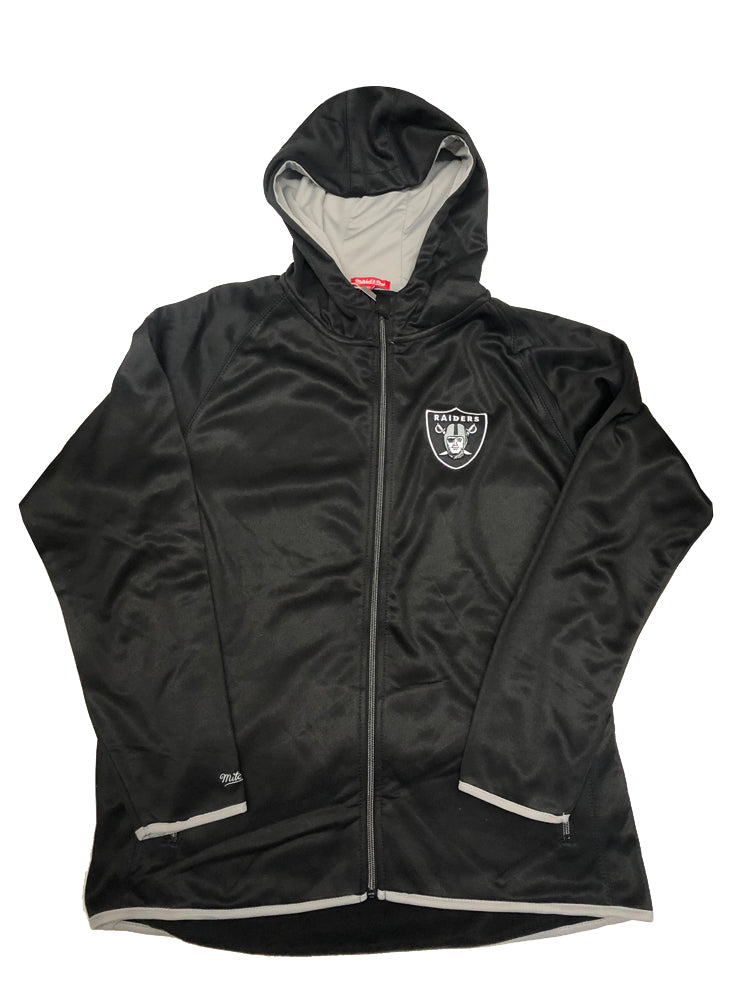 Raiders Womens Mitchell & Ness Full Zip Hooded Sweatshirt Black - THE 4TH QUARTER