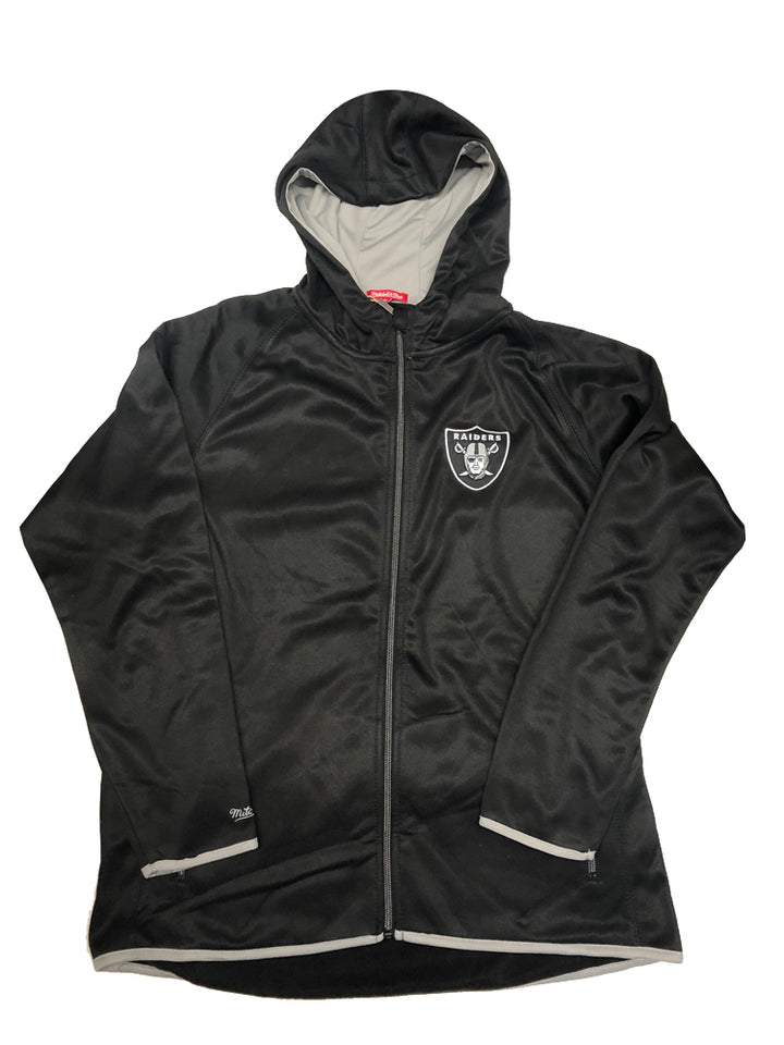 Raiders Womens Mitchell &amp; Ness Full Zip Hooded Sweatshirt Black - THE 4TH QUARTER