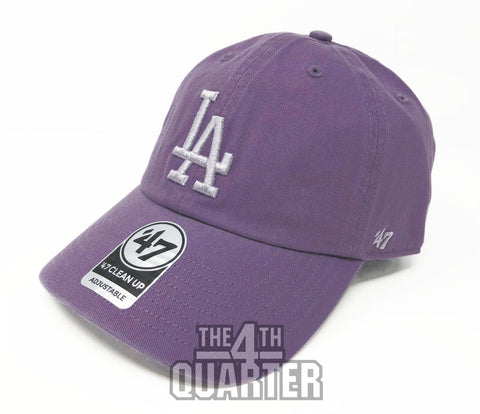 Los Angeles Dodgers Strapback '47 Brand Clean Up Adjustable Cap Hat Iris Purple