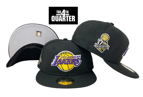 Los Angeles Lakers Fitted New Era 59Fifty 17X Champions Trophy Black Hat Cap