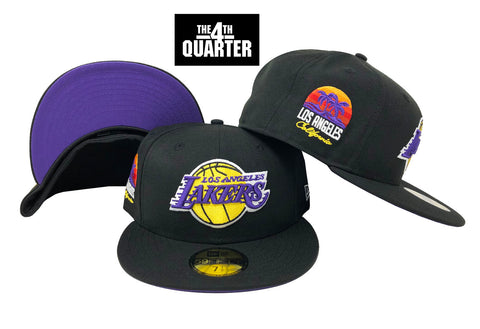 Los Angeles Lakers Fitted New Era 59Fifty Cali Sunset Black Hat Cap Purple UV