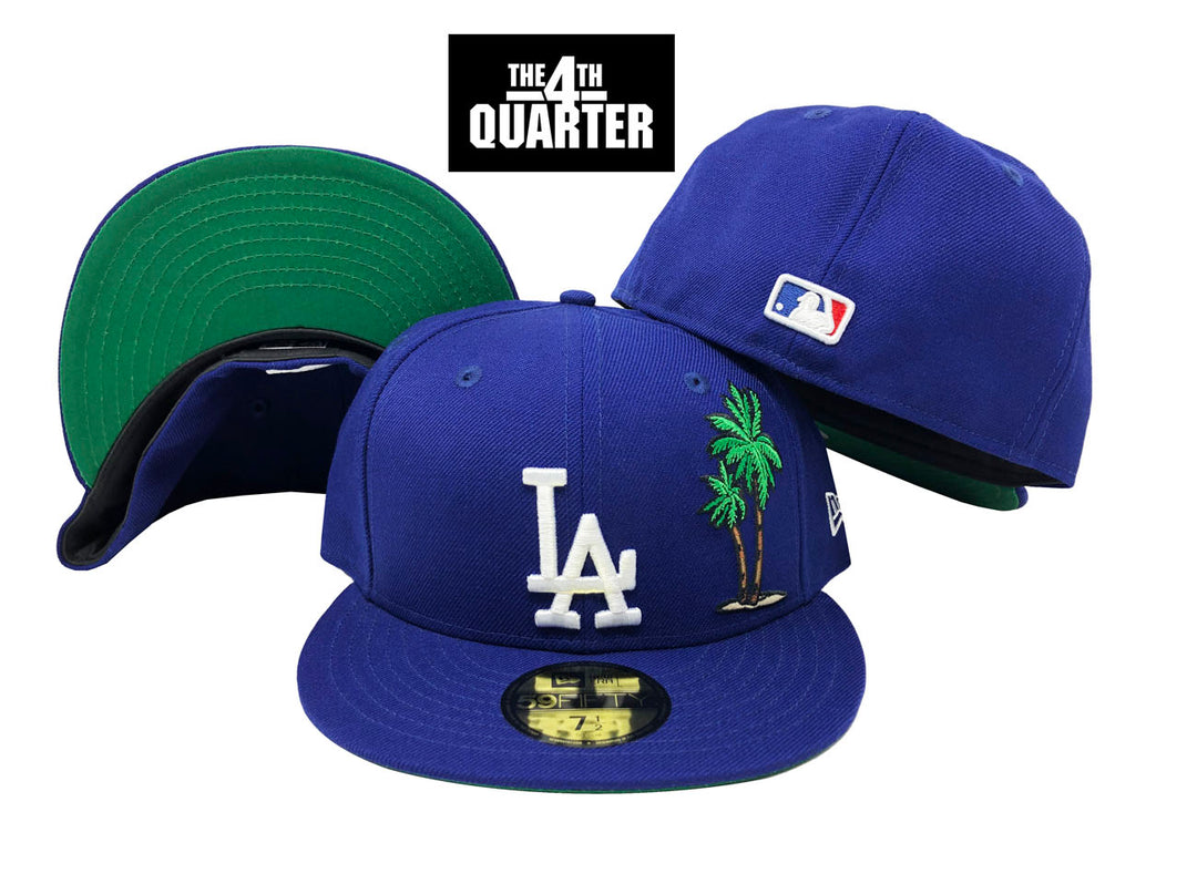 Dodgers Fitted New Era 59Fifty Palm Only Blue Cap Hat Green UV - THE 4TH QUARTER