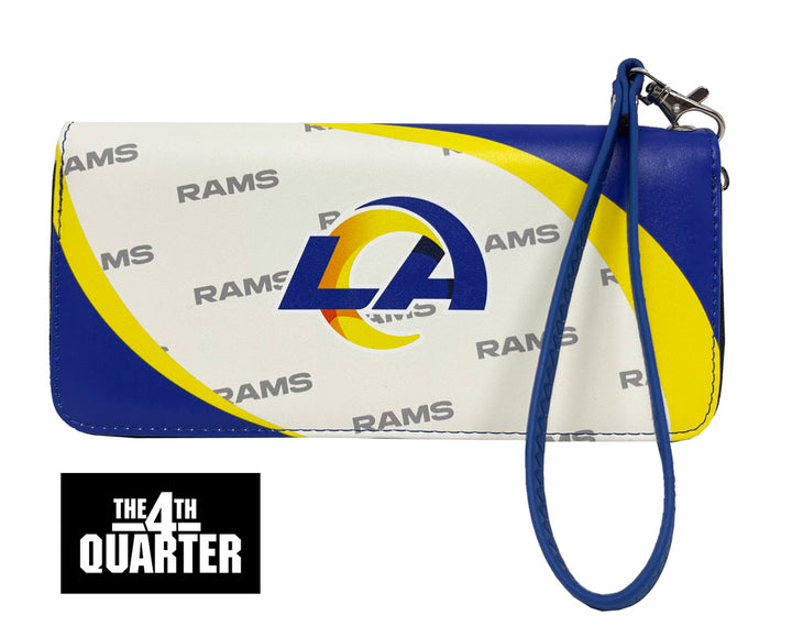 Los Angeles Rams Womens Wallet Curve Zip Organizer New Logo Royal - THE 4TH QUARTER
