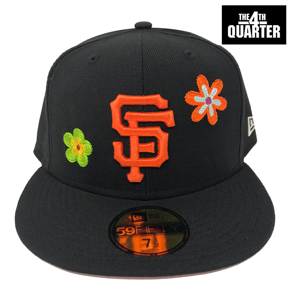 San Francisco Giants Fitted New Era 59Fifty Flower Power Black Hat Cap Pink UV - THE 4TH QUARTER