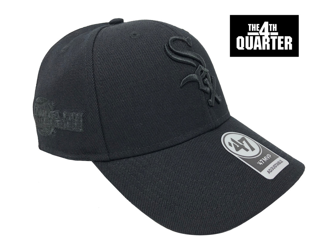 Chicago White Sox Snapback '47 Brand MVP 2005 World Series Adjustable Cap Hat Black on Black - THE 4TH QUARTER