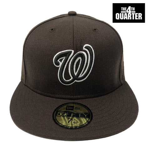 Washington Nationals Fitted New Era 59Fifty White Logo Cap Hat Brown