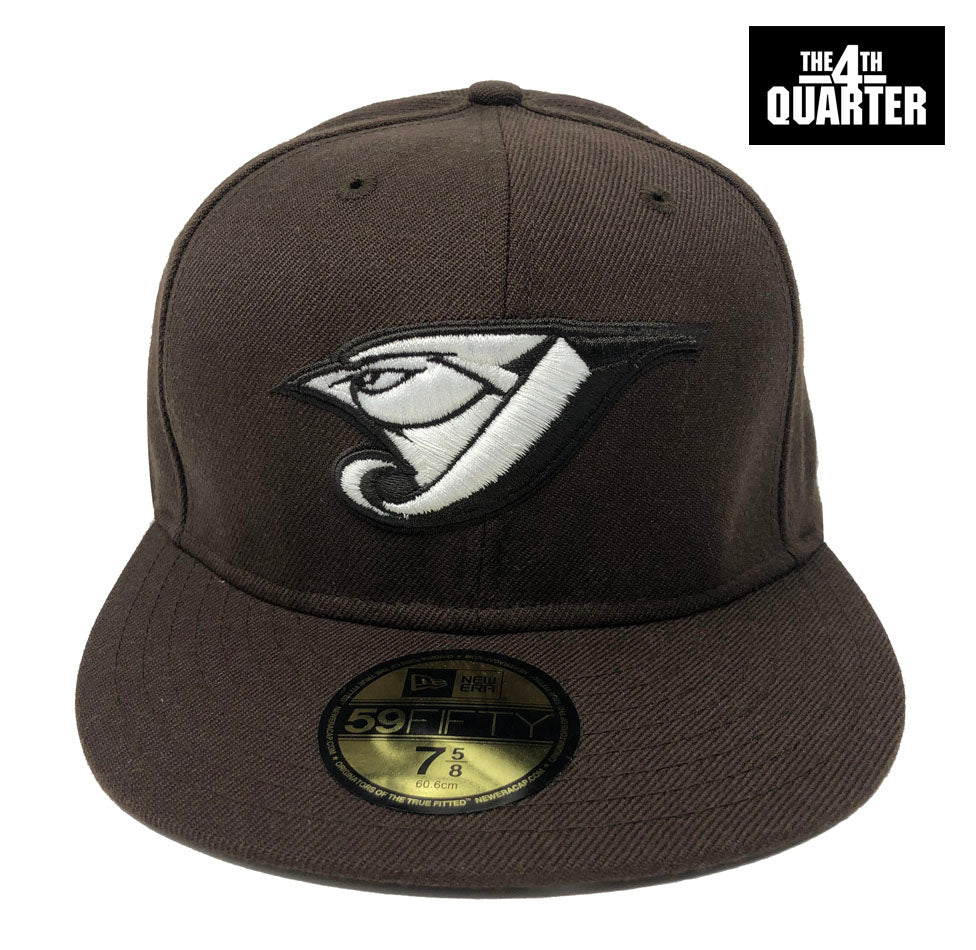 Toronto Blue Jays Fitted New Era 59Fifty New White Logo Cap Hat Brown - THE 4TH QUARTER
