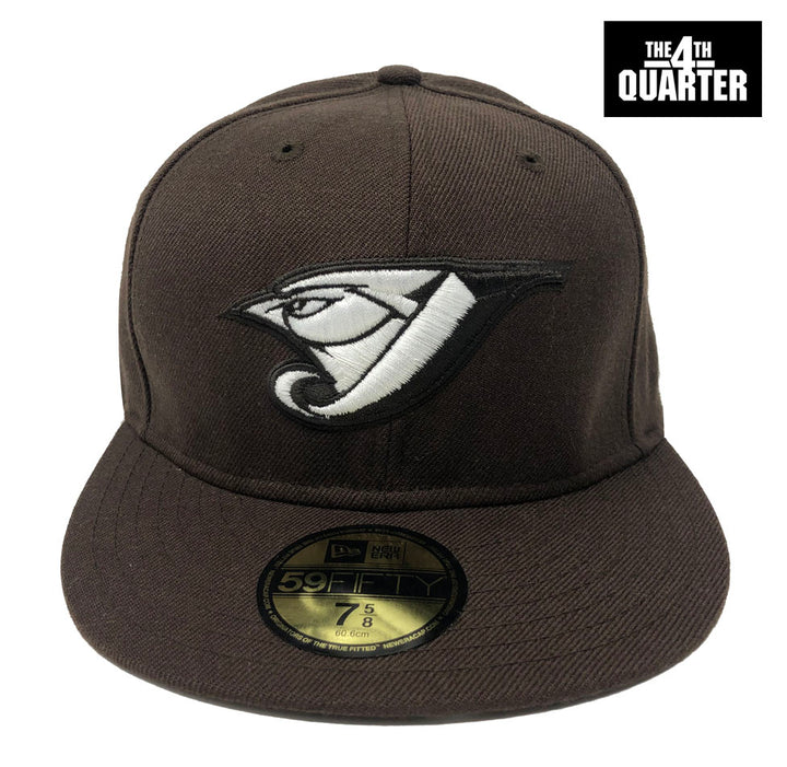 Toronto Blue Jays Fitted New Era 59Fifty New White Logo Cap Hat Brown - THE 4TH QUARTER