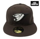 Toronto Blue Jays Fitted New Era 59Fifty New White Logo Cap Hat Brown