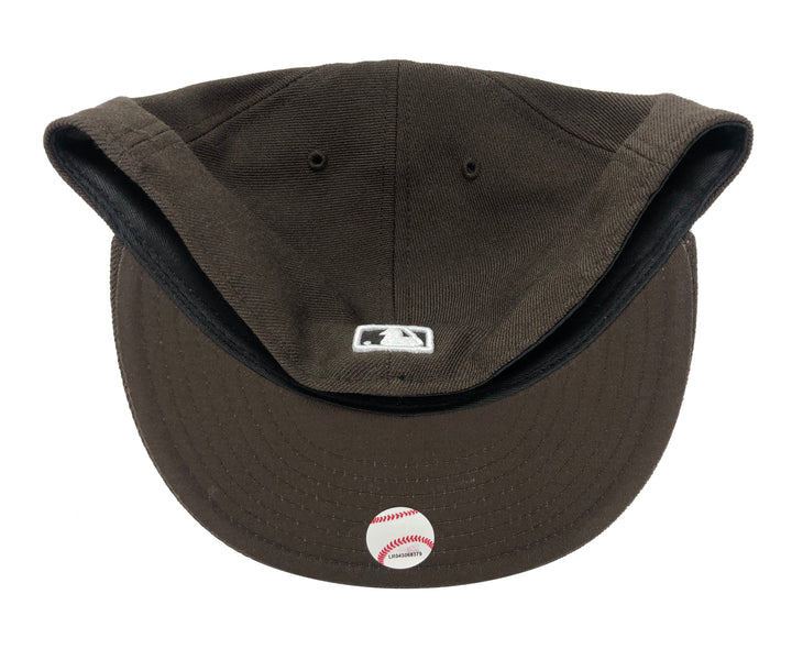Toronto Blue Jays Fitted New Era 59Fifty New White Logo Cap Hat Brown - THE 4TH QUARTER