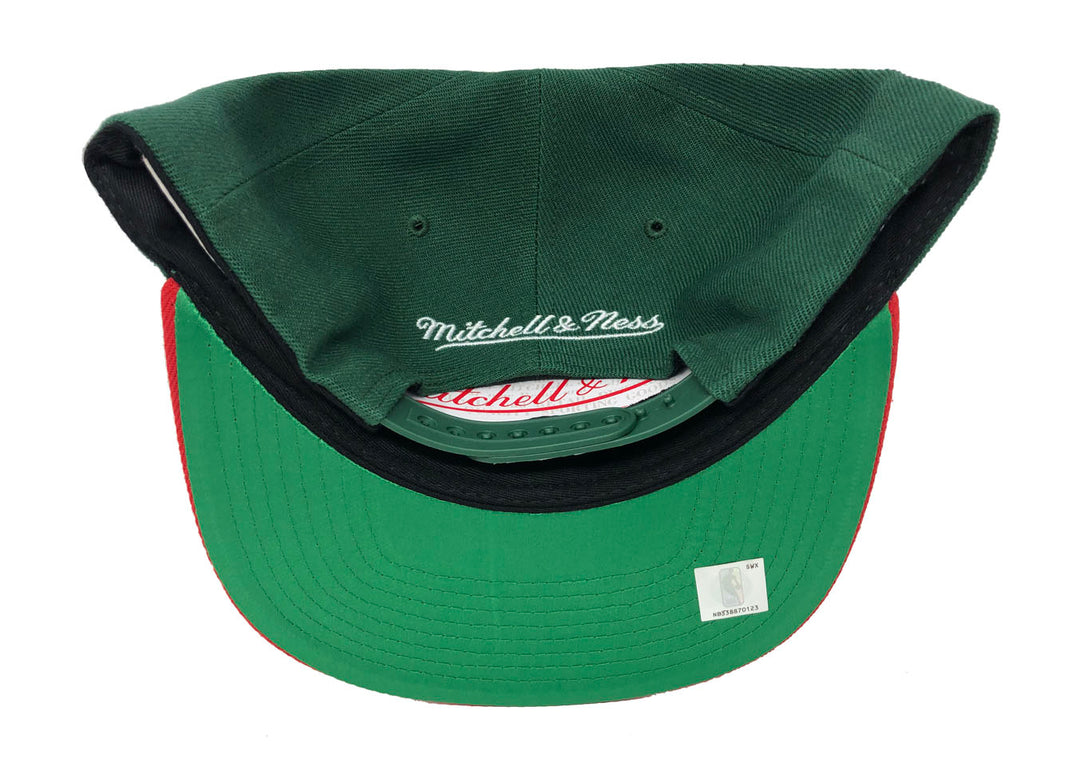 Seattle Sonics Snapback Mitchell &amp; Ness Script Side Patch Green Red Cap Hat - THE 4TH QUARTER