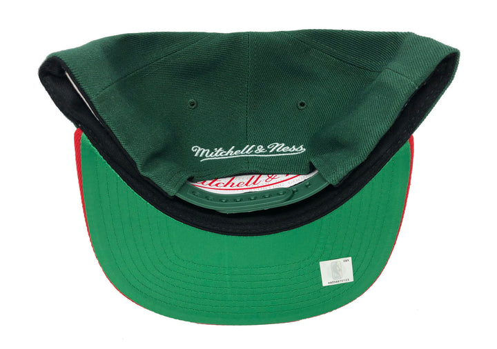 Seattle Sonics Snapback Mitchell &amp; Ness Script Side Patch Green Red Cap Hat - THE 4TH QUARTER
