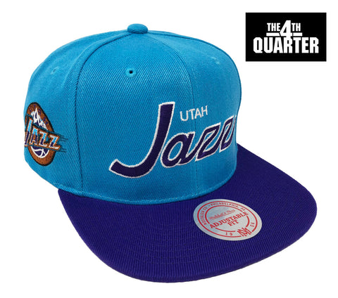 Utah Jazz Snapback Mitchell & Ness Script Side Patch Teal Purple Cap Hat