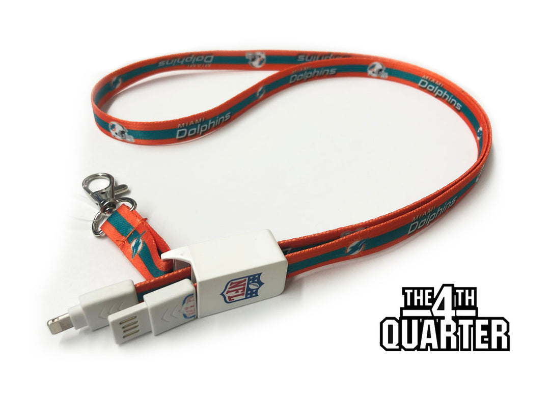 Miami Dolphins Charging Cable Lanyard - THE 4TH QUARTER