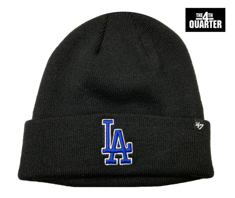 Los Angeles Dodgers Beanie Knit 47 Brand Fold Blue Logo Black