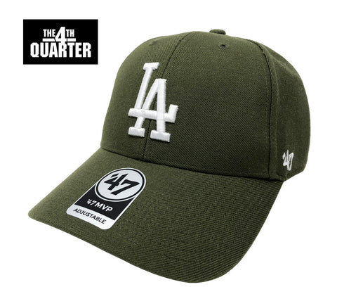 Los Angeles Dodgers Adjustable '47 Brand MVP Cap Hat Velcro Sandalwood Olive