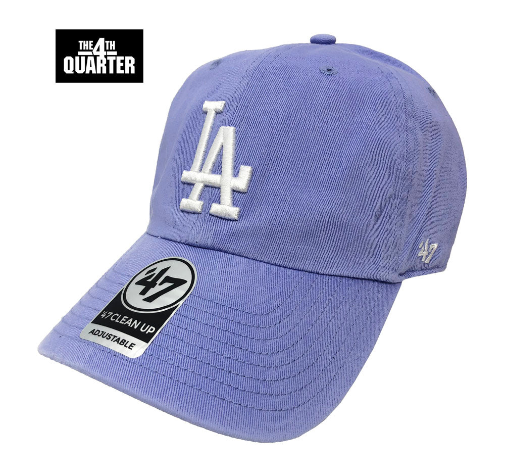 Los Angeles Dodgers Strapback '47 Brand Clean Up Adjustable Cap Hat Lavender - THE 4TH QUARTER