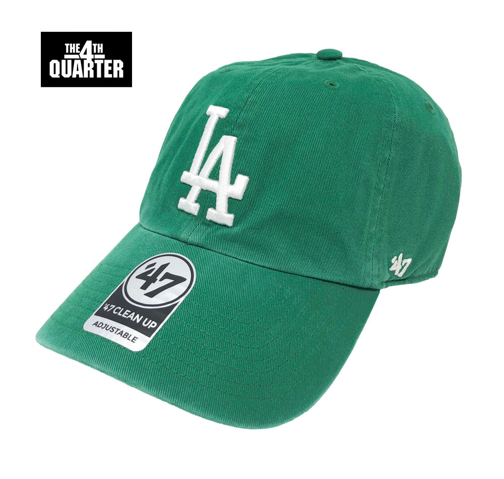 Los Angeles Dodgers Strapback '47 Brand Clean Up Adjustable Cap Hat Kelly Green - THE 4TH QUARTER